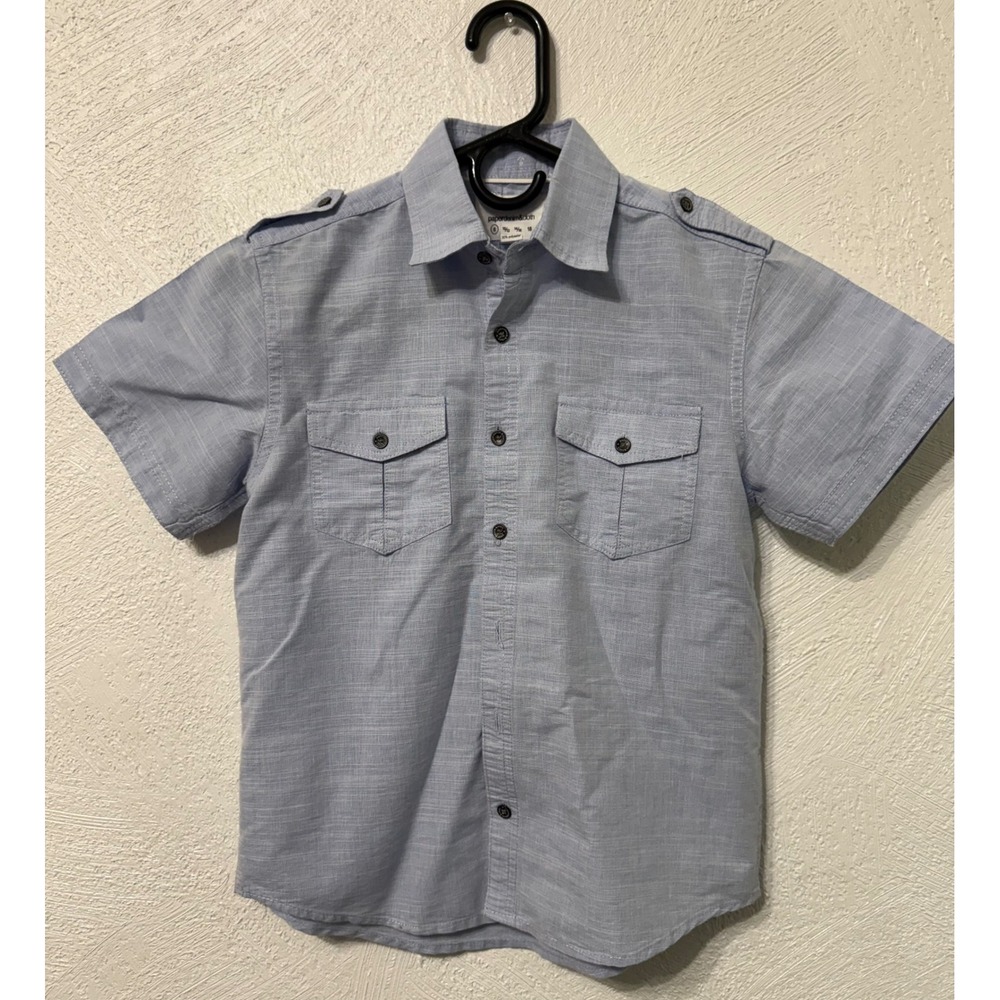 Paper Denim & Cloth Youth Boys Light Blue Denim Style 8 Short Sleeve Button-Up